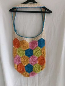 Boho Hexagon Crochet Shoulder Bag