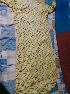 Yellow Printed Cotton Kurta