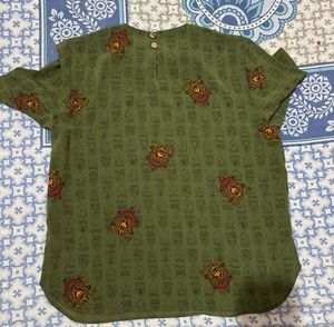 Unique Green Printed Tunic Top