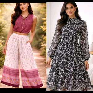 Combo Outfit : bohemian print co-ord set & floral