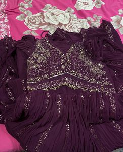 brand new Embellished gown with falling sleeves