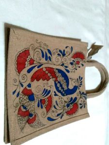 New Hand-Painted Jute Tote Bag
