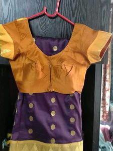 Designer Purple Saree with Orange Blouse