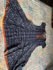 Blue Ethnic Print Anarkali Kurta