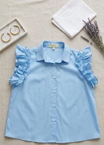 Light Blue Ruffled Sleeve Shirt