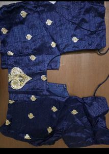 Elegant Blue Saree with Golden Border