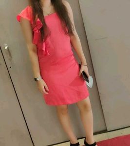 Vero Moda Pink Ruffle One-Shoulder Dress