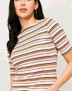 Pink Ribbed striped top