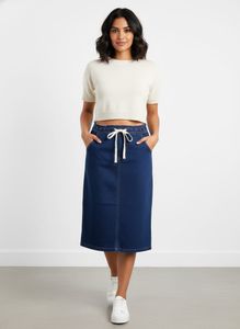 Classic Blue Denim Midi Skirt