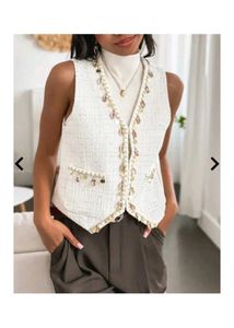 Chic Tweed Embellished Vest