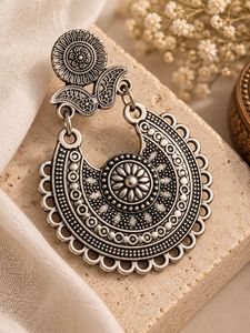 Oxidized Silver Jhumka Earrings