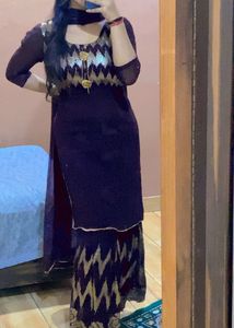 Geogrette Purple Colour Suit Pallazo