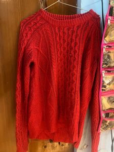 Red Cable Knit Sweater