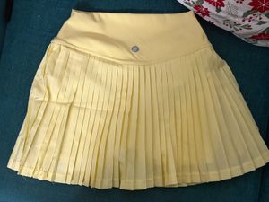 Butter Yellow Plie Pleated Skort