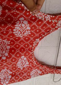 Vibrant Orange Kurta Set with White Print