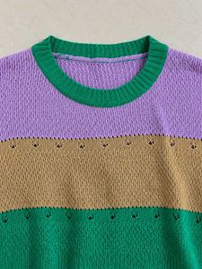 Striped 3/4 Sleeve Knit Sweater