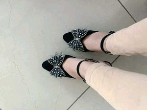 Bow Accent Ankle Strap Flats