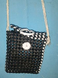 Stylish Black &amp; White Beaded Bag