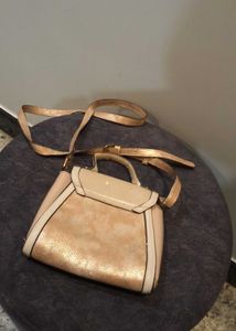 Stylish Gold &amp; Beige Shoulder Bag