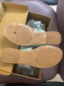 Mirror Pearl Mint Green Flat Sandals