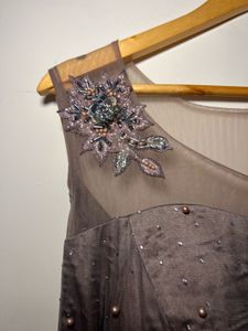 Elegant Grey Embellished Dress
