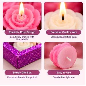 Set of 2 Gift Rose Scented Candles Pink n Blue
