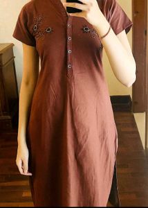 Cotton Kurti With Beads Work