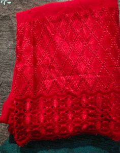 Red chikankari plazo