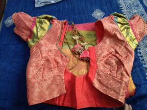 Elegant Green &amp; Orange Saree pure pattu