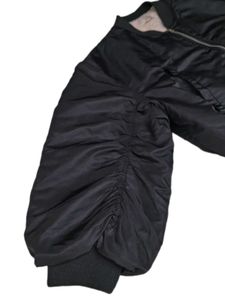 Korean Cropped Black Bomber Jacket | Unisex|
