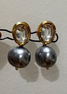 Elegant Grey Pearl Drop Earrings