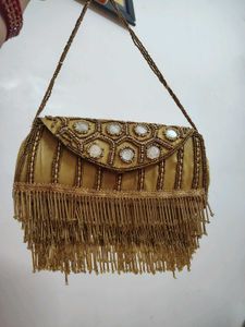 Beaded Clutch with Fringe