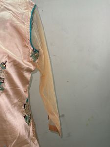 Embroidered Peach Kurta