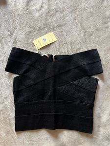 Chic Black Off-Shoulder Bandage Top
