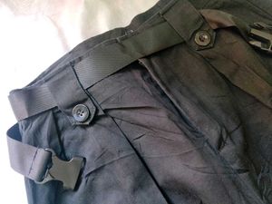 Black Cargo Pants with Belt