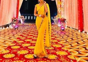 Yellow ready to wear saree