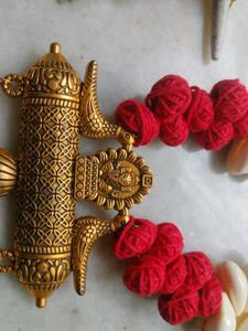 HANDMADE BENGALI  Red &amp; White Shell Necklace &amp;