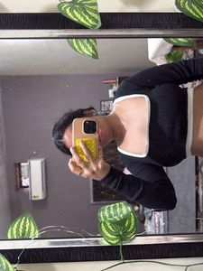 Black Cropped Long Sleeve Top