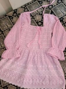 Pink Chikankari Kurta