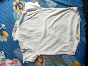 White Polo T-Shirt with Pink Bow