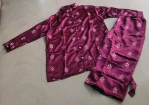 Stylish Maroon Night Suit