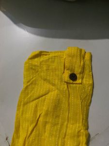 Vibrant Yellow Striped Kurta set