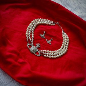 Vivienne Westwood Pearl Necklace and Earring Set