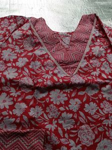 Red Floral Kurta pant set combo