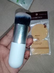 Foundation Brush and Compact Puff