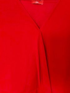 V-Neck Red Wrap Dress