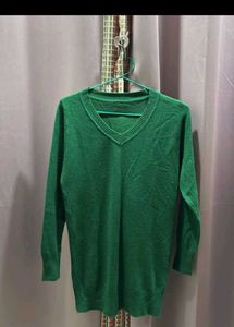 Green V-Neck Knit Sweater