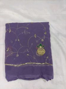 Beautiful Lavender Embroidered Saree