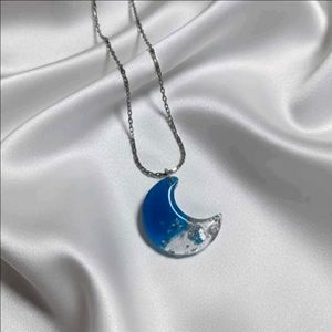 Blue Crescent Moon Necklace
