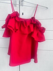 Stunning Red Ruffle Off-Shoulder Top